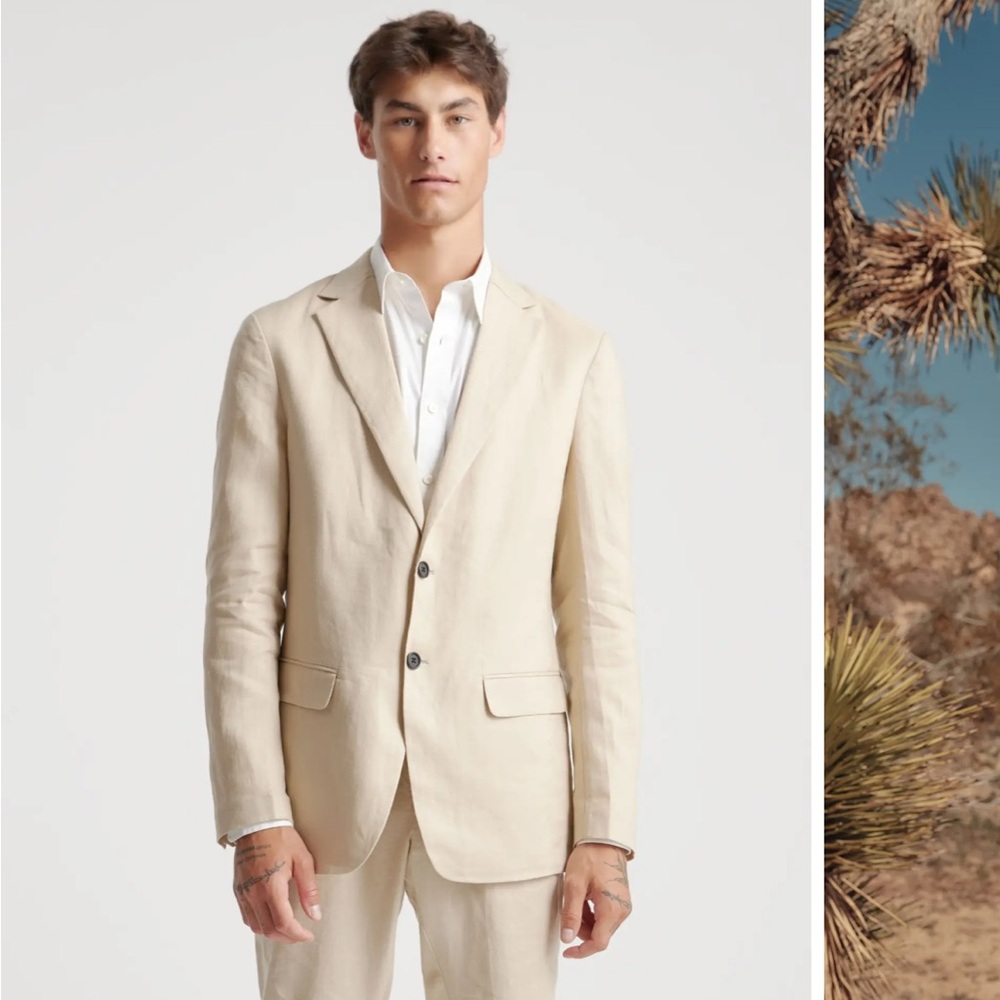 New Mens Quince 100% European Linen Blazer in Driftwood